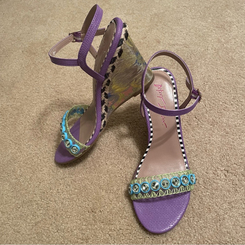 EUC Betsy Johnson Mixed Media Kodi Espadrille Wedges